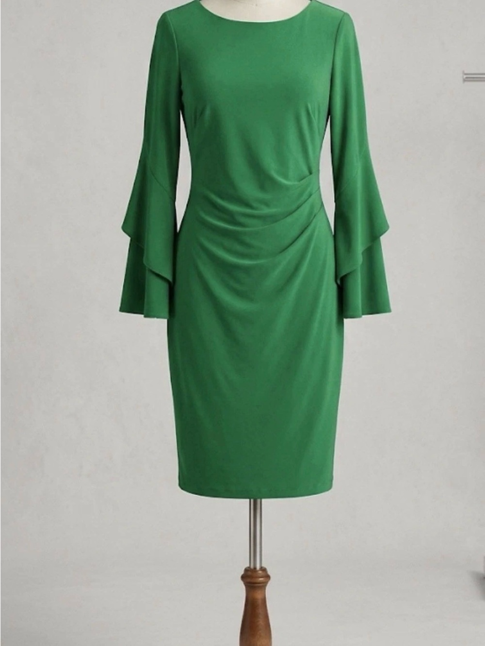 Lauren Ralph Lauren Kelly Green Ruffle Bell Sleeve Sheath Dress - Size 4